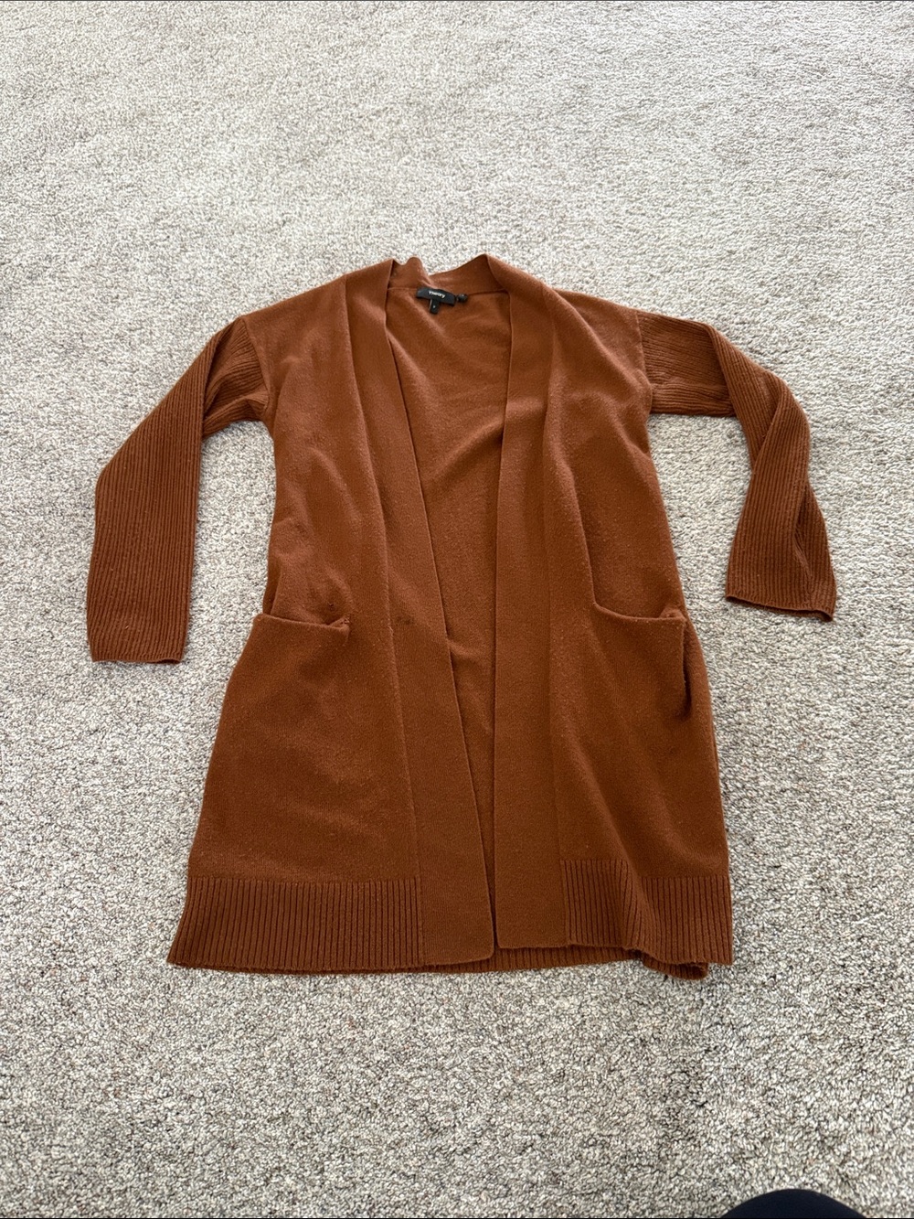 Theory Women's Open-Front Long Cardigan Sweater Rust P